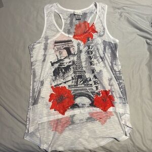 Ed Hardy Women's Eiffel Tower Tank Top - White and Red